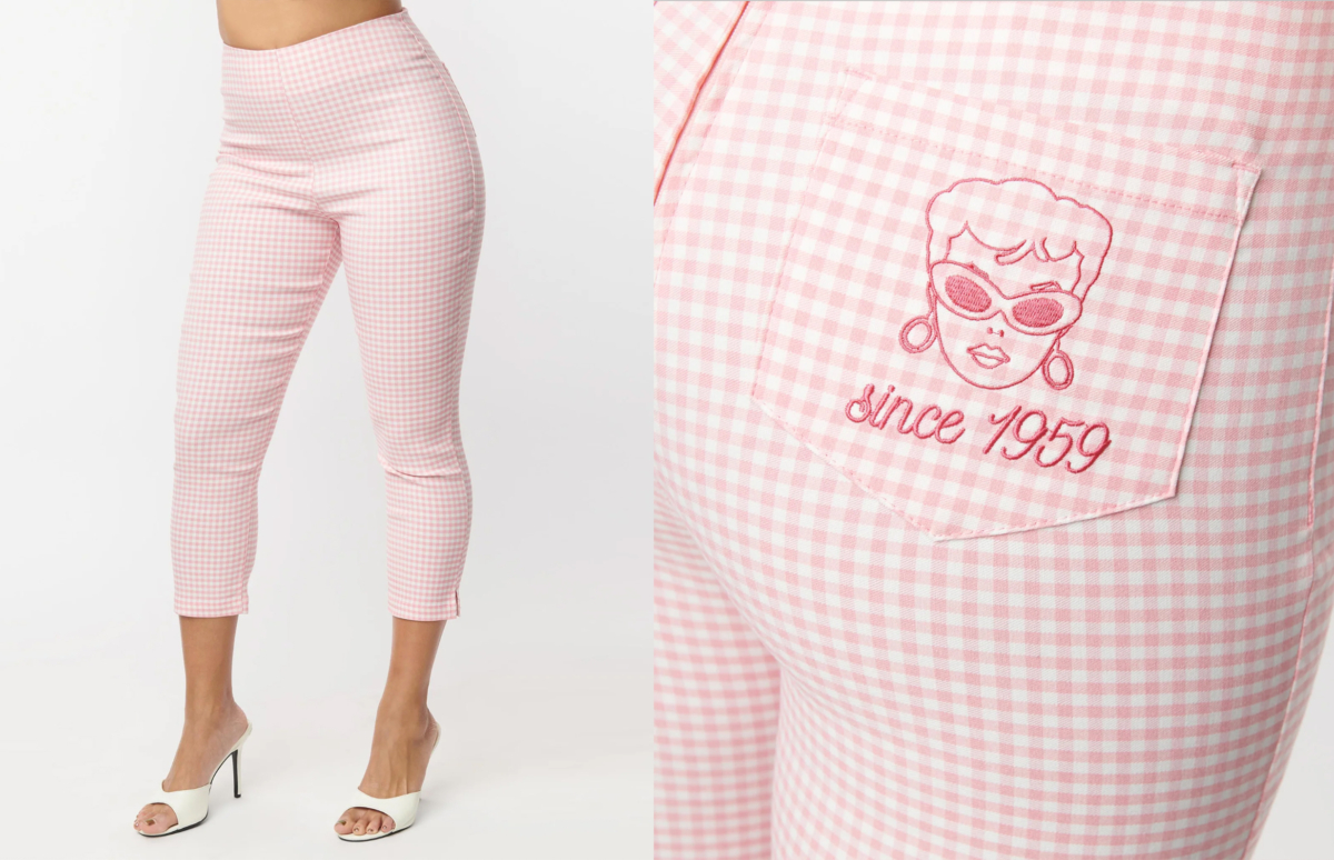 Barbie™ x Unique Vintage Pink Gingham Rachelle Capri Pants