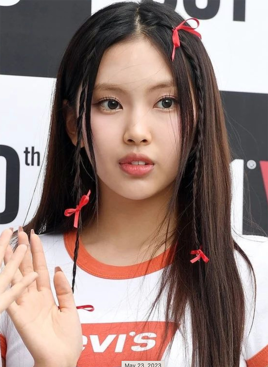 Hyein wearing the velvet skin look