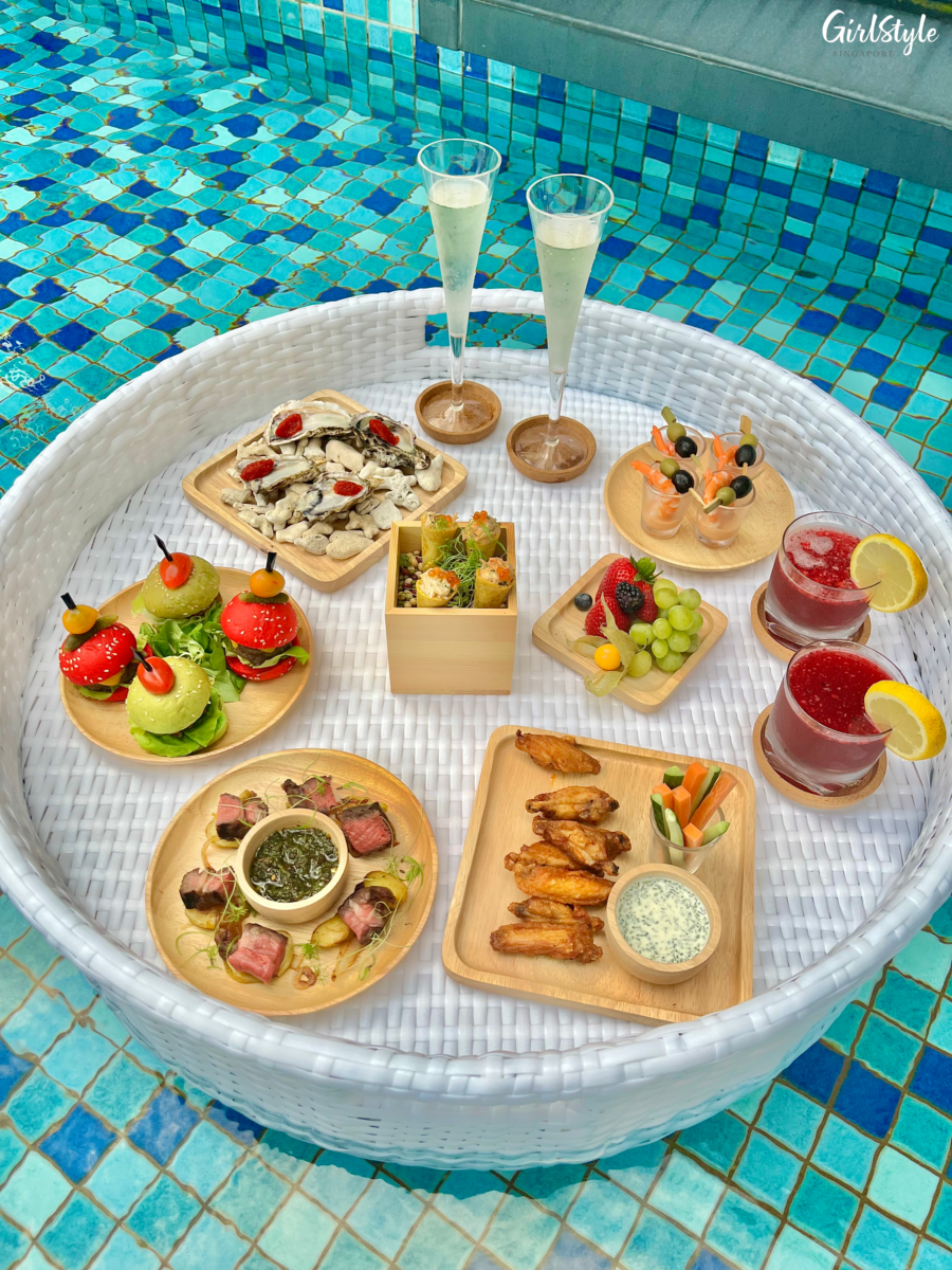 Floating pool dining experience