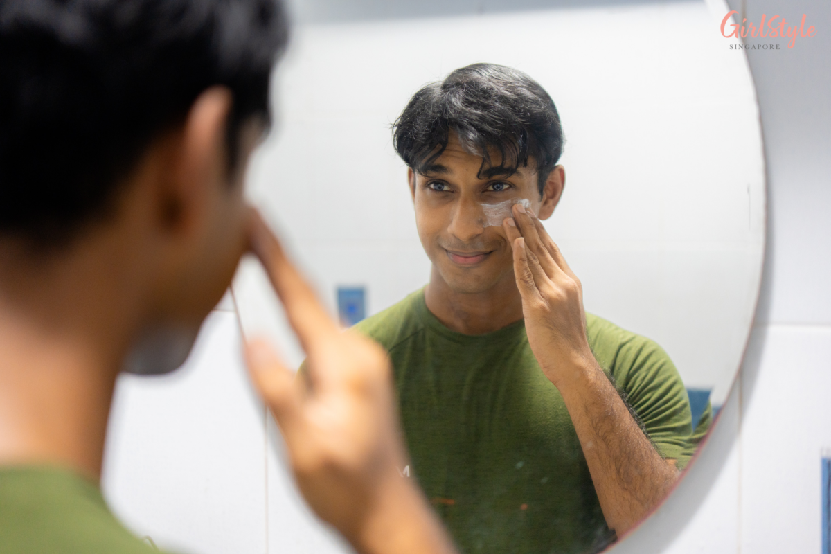 Isaac uses MOSAIK’s Hydrating Cream Cleanser before bed