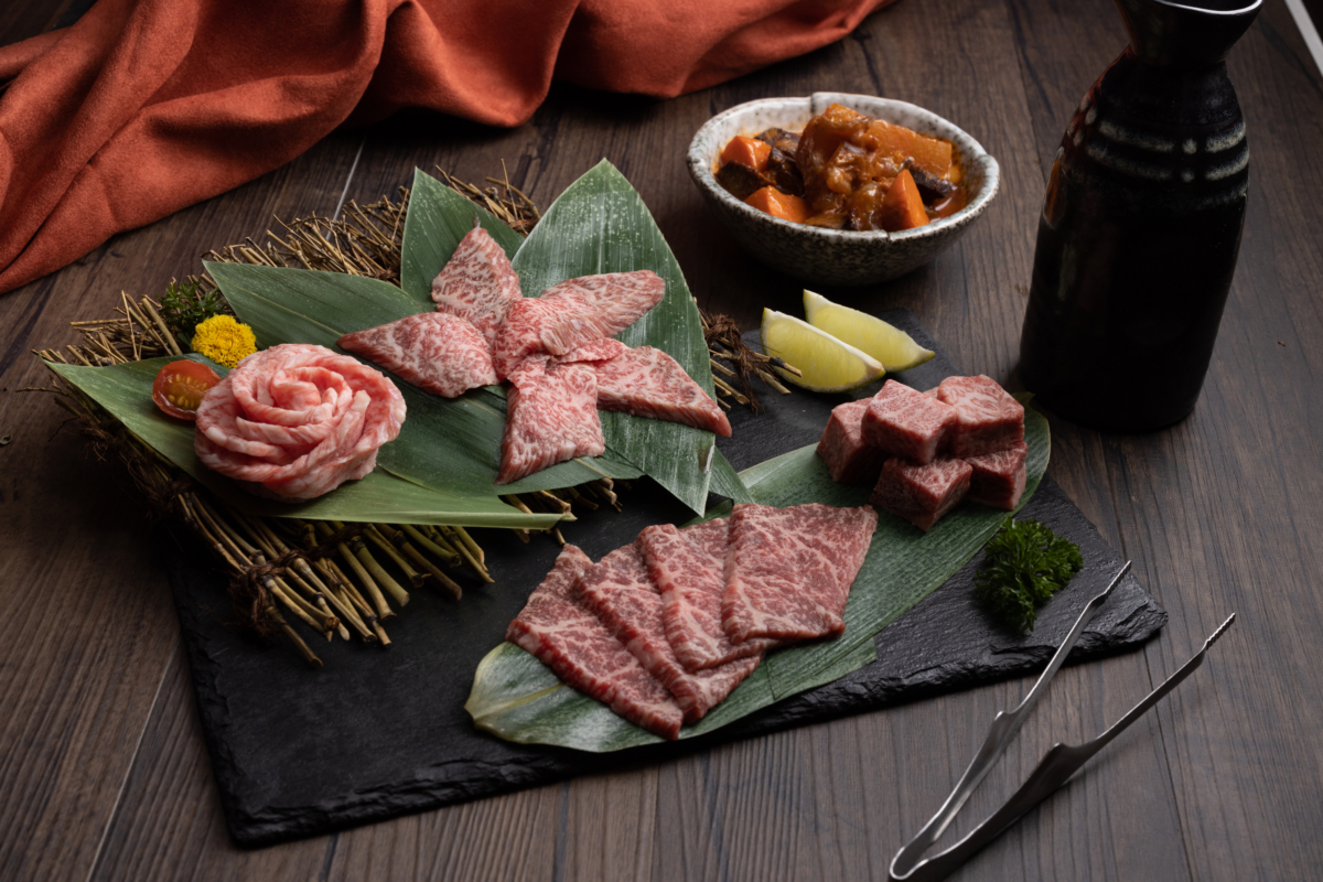 Japanese A5 Wagyu Delight Platter: Japanese A5 Wagyu Thin Cut Tri Tip, Flap Steak, Cube Cut Chuck Top Blade & Rump Cap