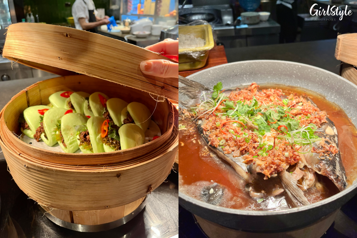 Buah Keluak Wagyu Beef Belly “Kong Bak Bao” and Steamed Patin Fish with Fried Shallot Sauce