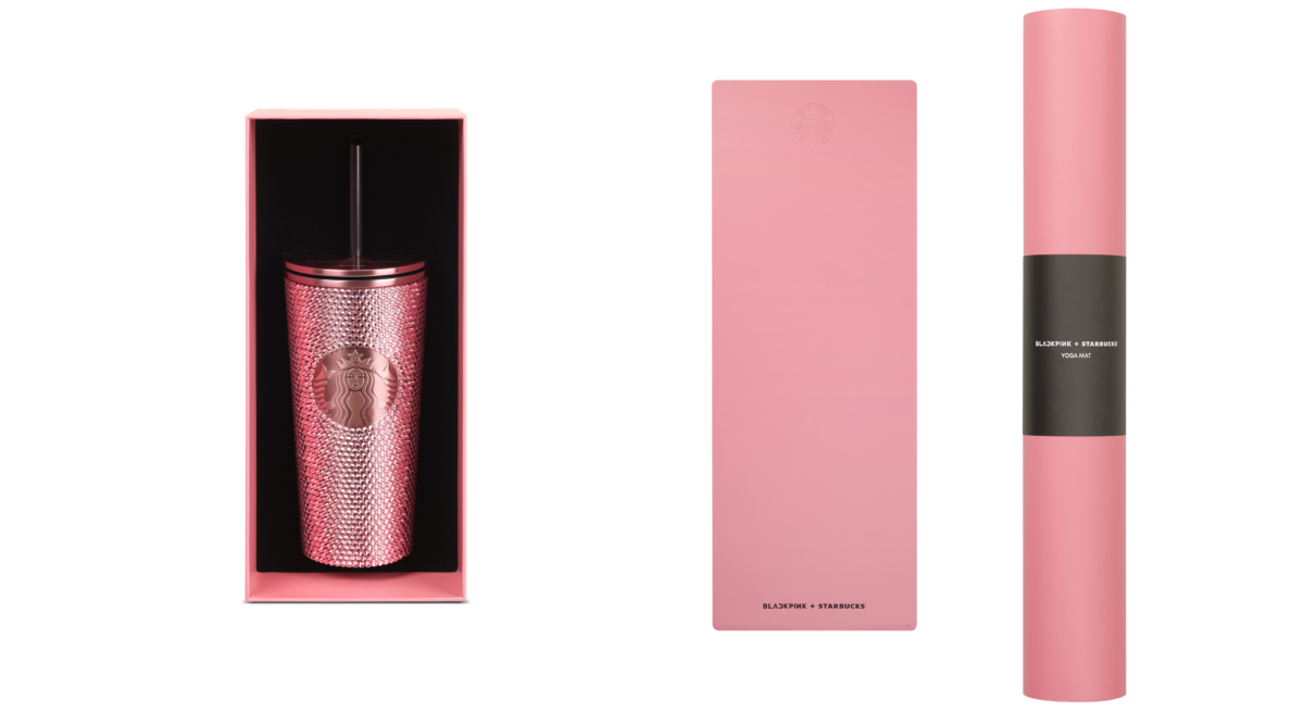 Starbucks Singapore x BLACKPINK online-exclusive Yoga Mat and Pink Rhinestone Stainless Steel Cold cup