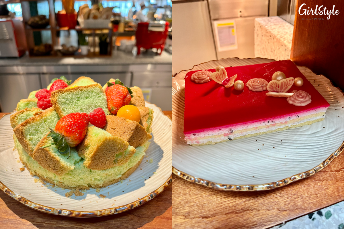 Pandan Chiffon and Rose Lychee Cake