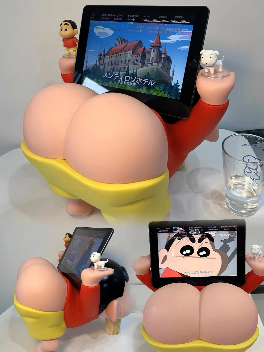 Crayon Shin-Chan Bedside Table holding a tablet