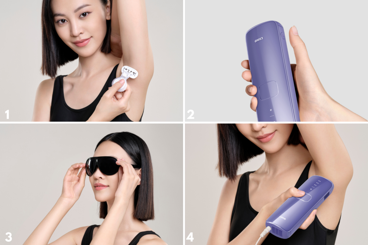 The hair removal process consists of four easy steps