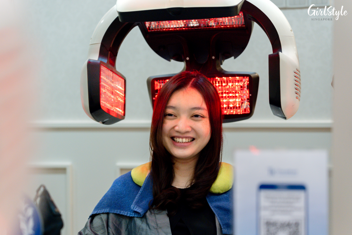 Sitting under the ‘hair bang’, which uses infrared technology