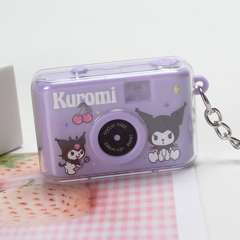 Kuromi-themed camera keychain