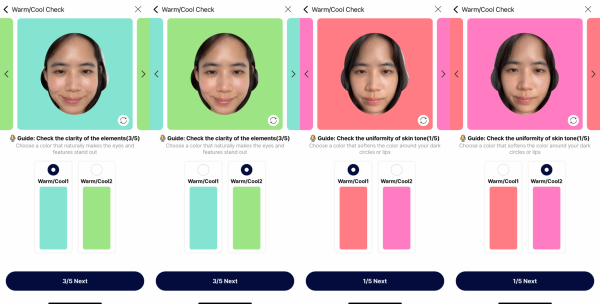 Warm/Cool Check - Colorlover Lab personal colour analysis app