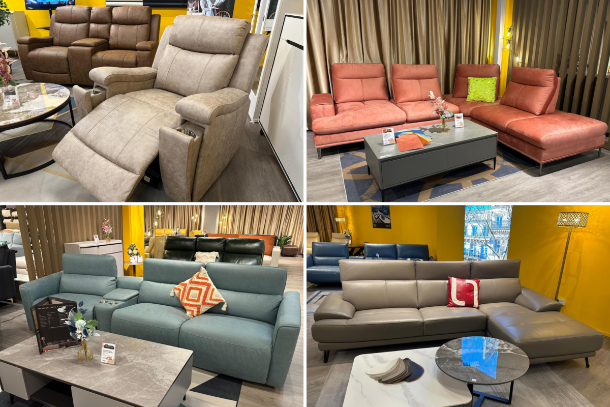 Smart Sofa (top left), Premium Fabric Sofa (top right), Premium Leather 3-Seater Sofa (bottom left); Premium Leather L-Shape Sofa (bottom right)