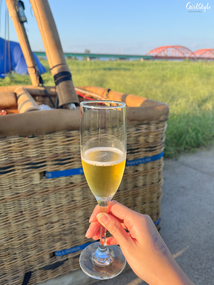 Complimentary champagne after the hot air balloon ride
