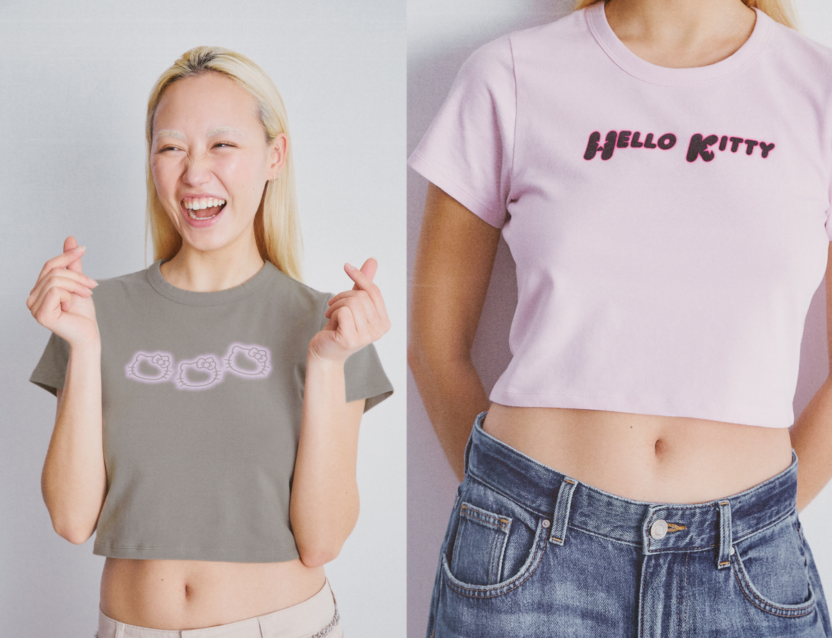 Y2K Kitty graphic crop tees