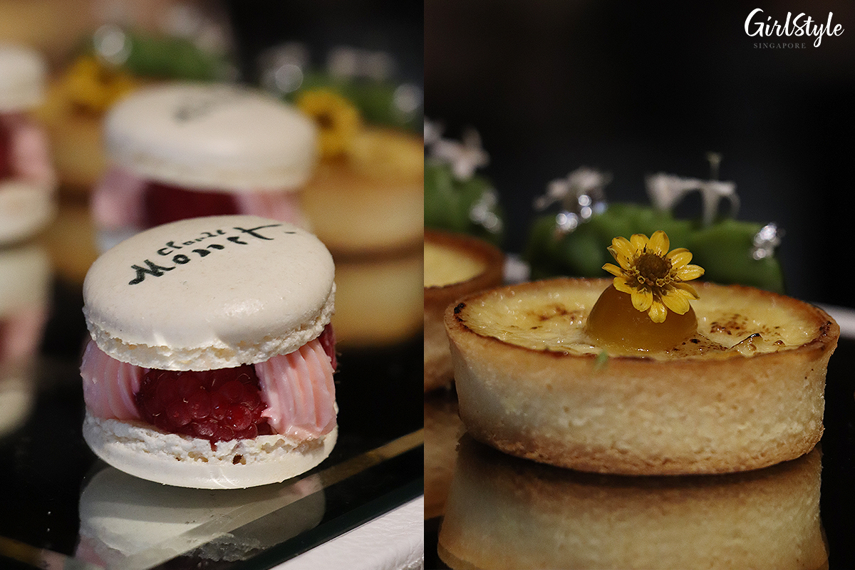 Raspberry Cream Cheese Macaron & Vanilla Tart with Apricot and Clafoutis