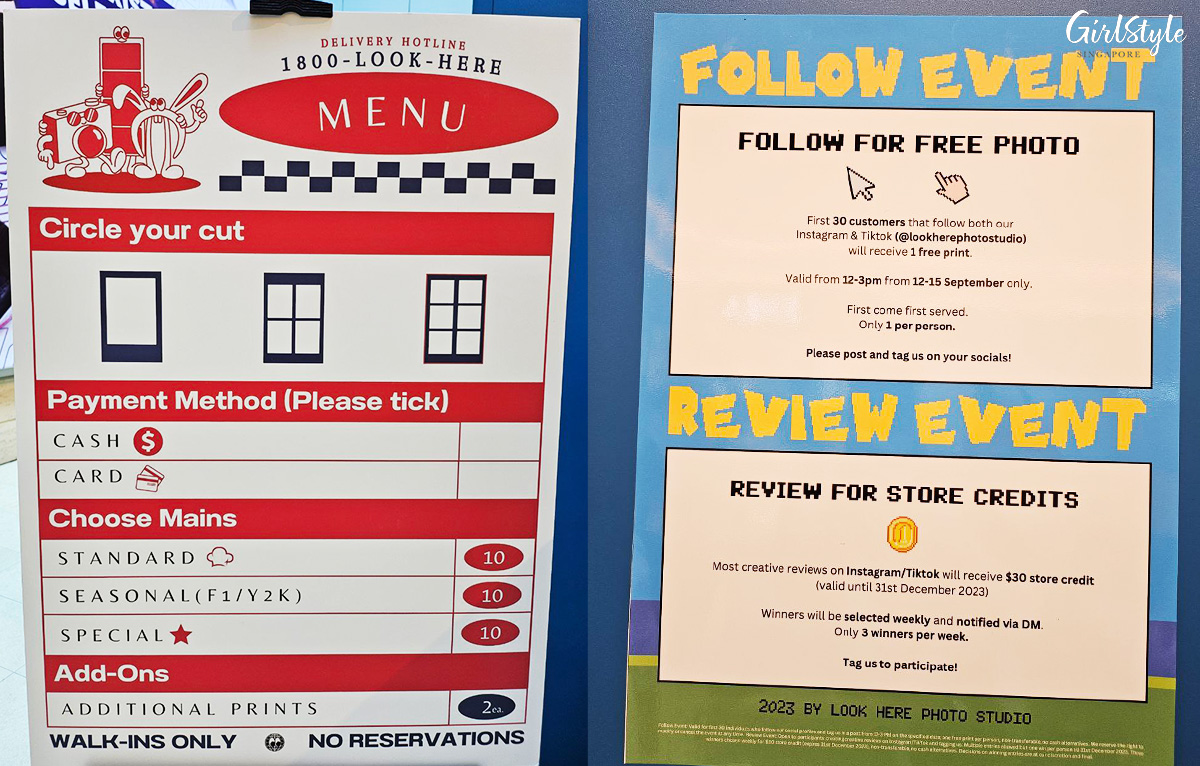 Look Here Photo Studio Pop-Up Price List & Follow Event