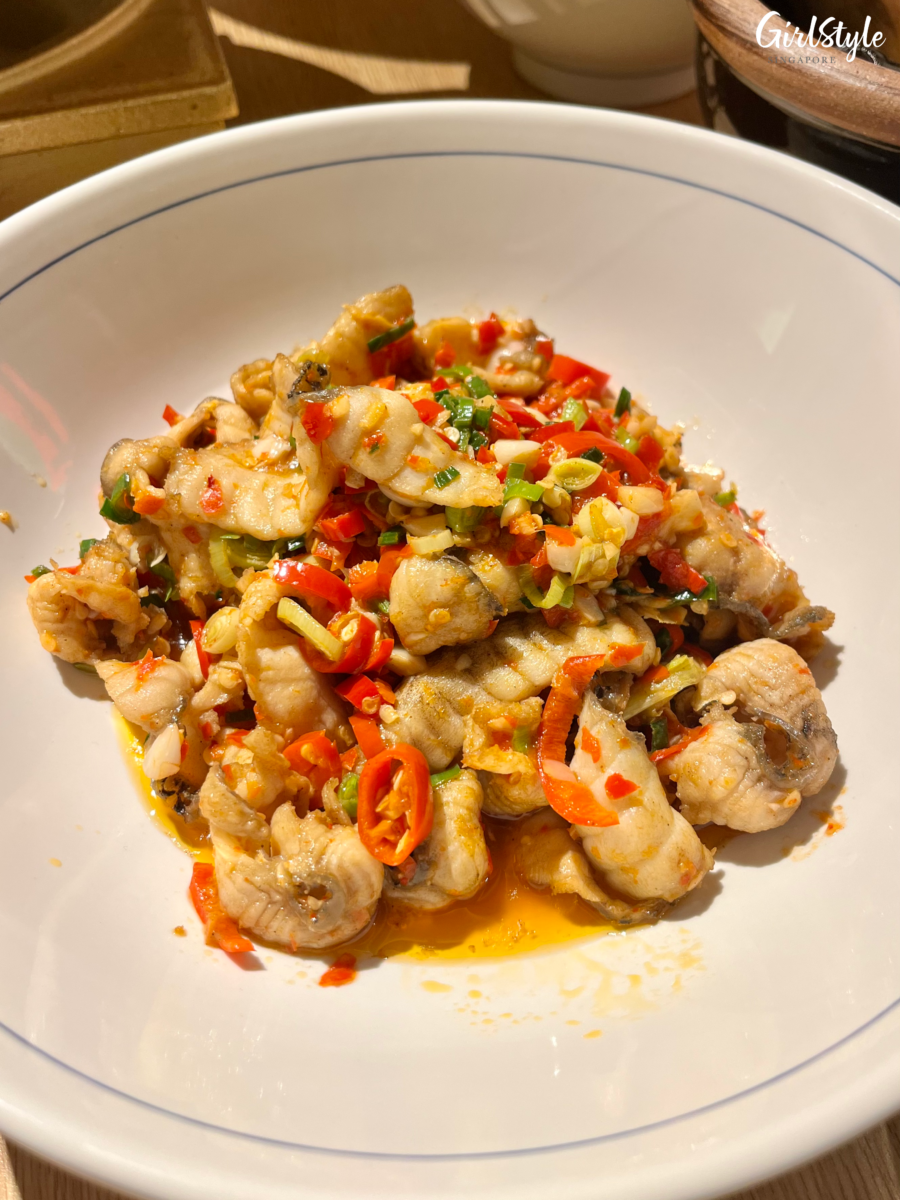 Signature Grass Fish Fillet with Chilli at Nong Geng Ji
