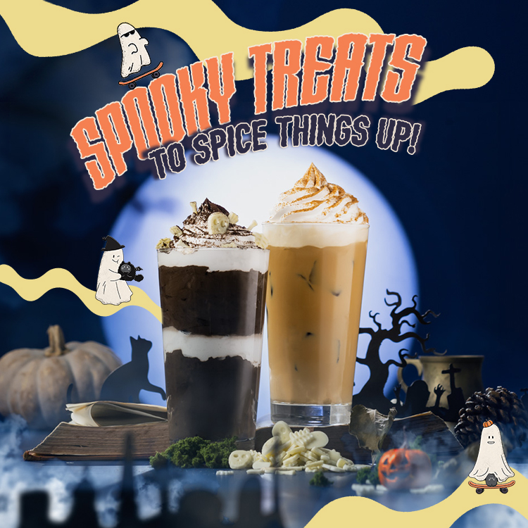 Starbucks Spook-a-ccino Midnight Mocha Frappuccino Blended Beverage and Pumpkin Spice Latte