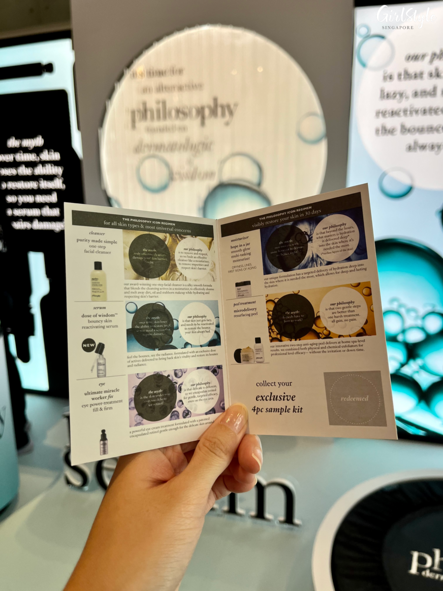 Activitiy card at the philosophy Pop-up @ ION Orchard