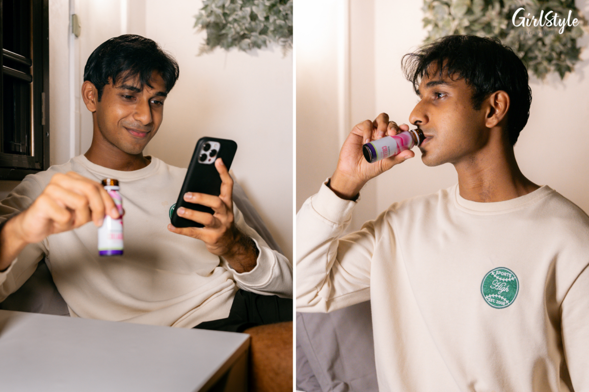 Isaac gets his daily dose of Kinohimitsu’s Collagen Beauty in the wee hours of the day