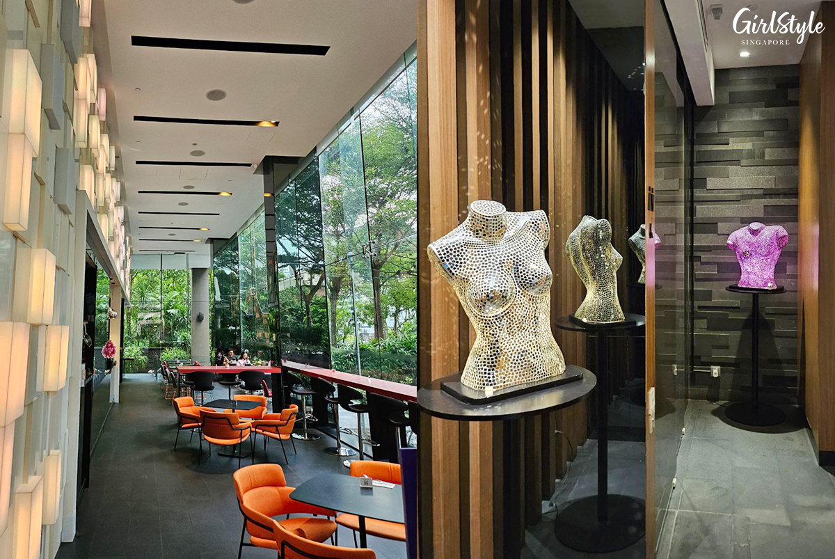 Quincy Hotel Singapore lobby lounge & bedazzled busts