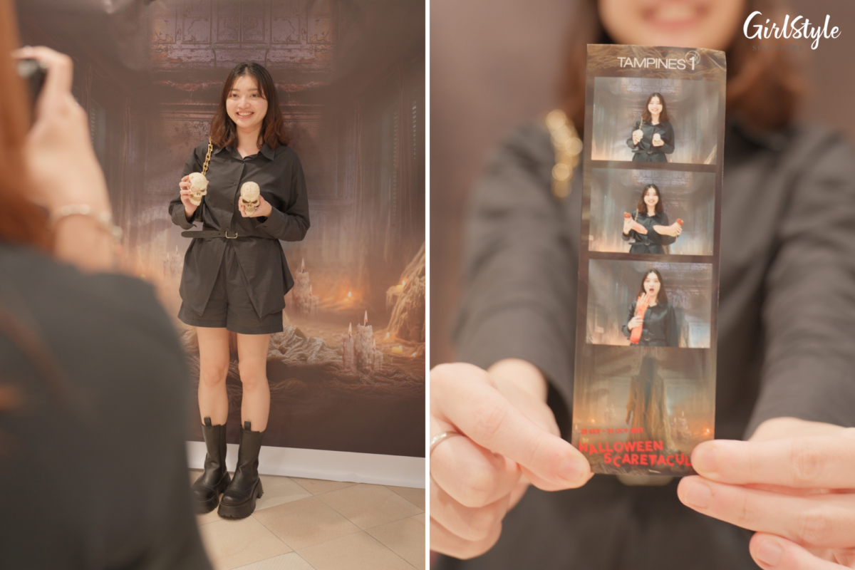 Pose with realistic wax props at the photo booth