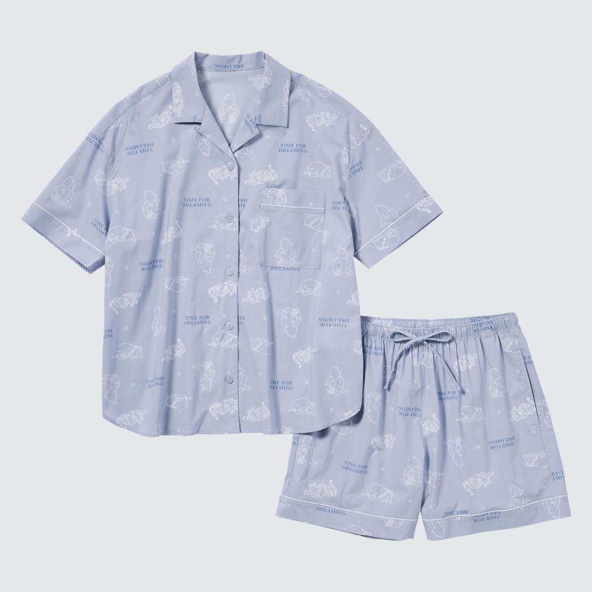 UNIQLO x Winnie-the-Pooh Soft Stretch Pajamas (Short Sleeve) in Light Blue