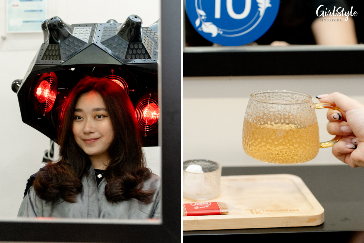 Kristy relaxes while experiencing the Photodynamic Therapy