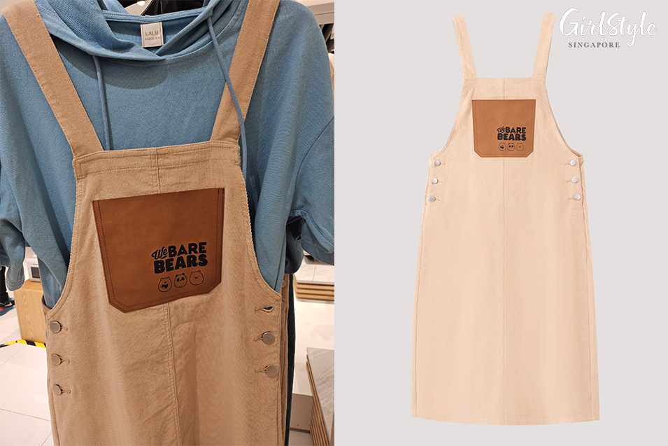 Leather Pocketed Corduroy Dungaree Dress
