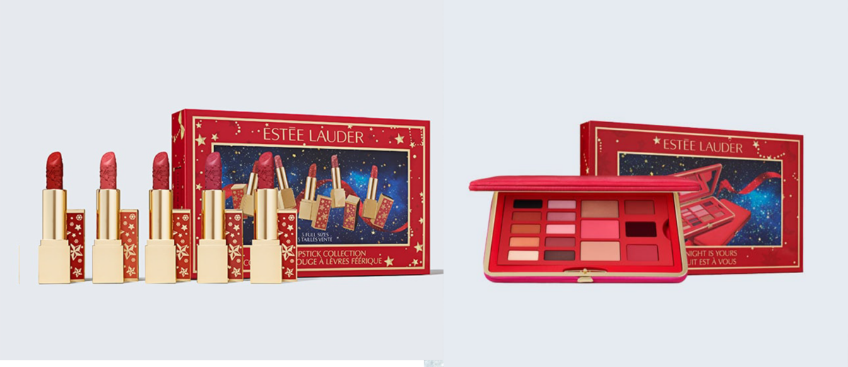 Estée Lauder Stellar Lipstick Collection Holiday Makeup Gift Set and The Night Is Yours Makeup Collection