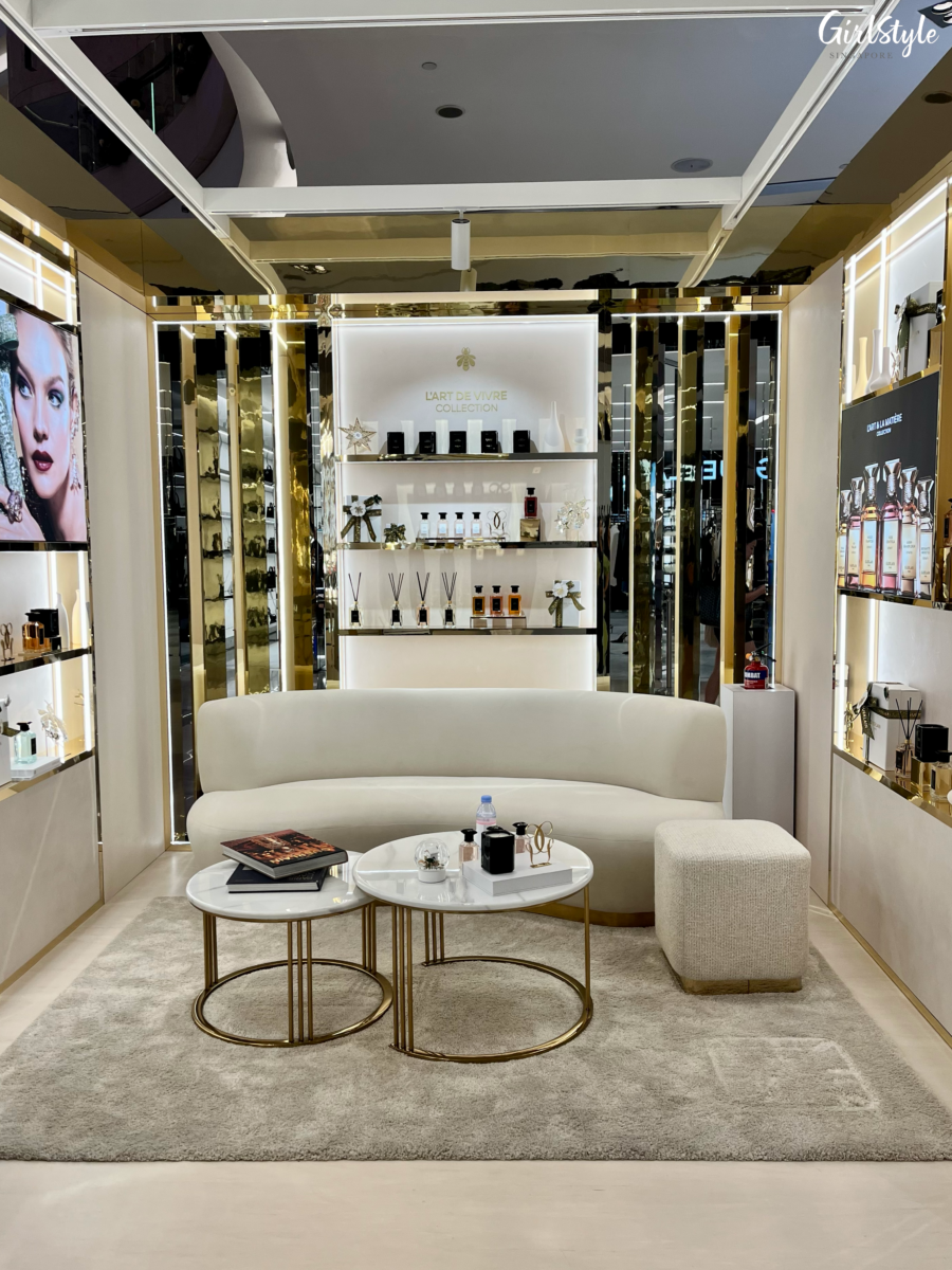 Lounge area at the Guerlain pop-up