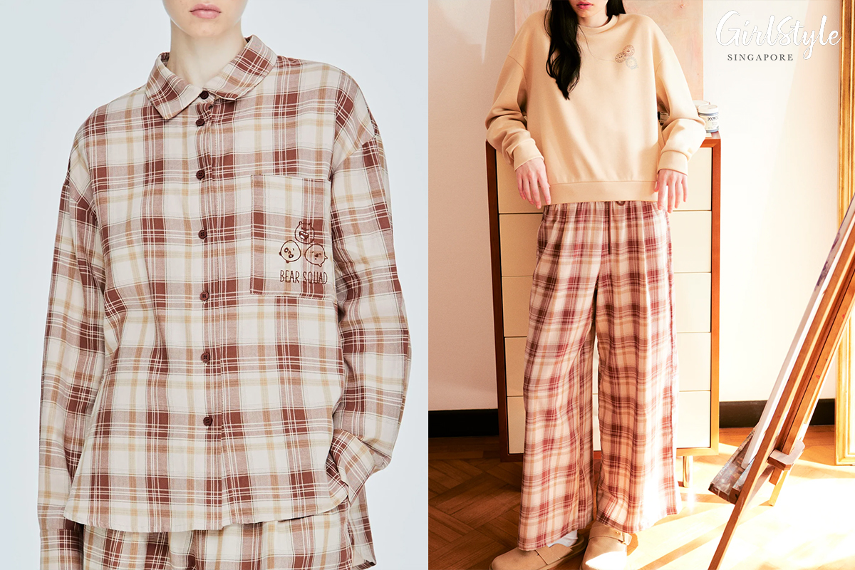 Embroidered Plaid Relax Shirt and Wide Leg Plaid Pants