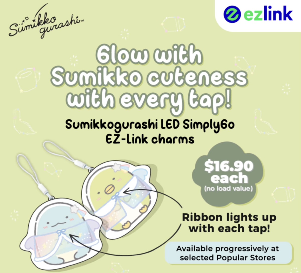 Sumikkogurashi LED SimplyGo EZ-Link charms