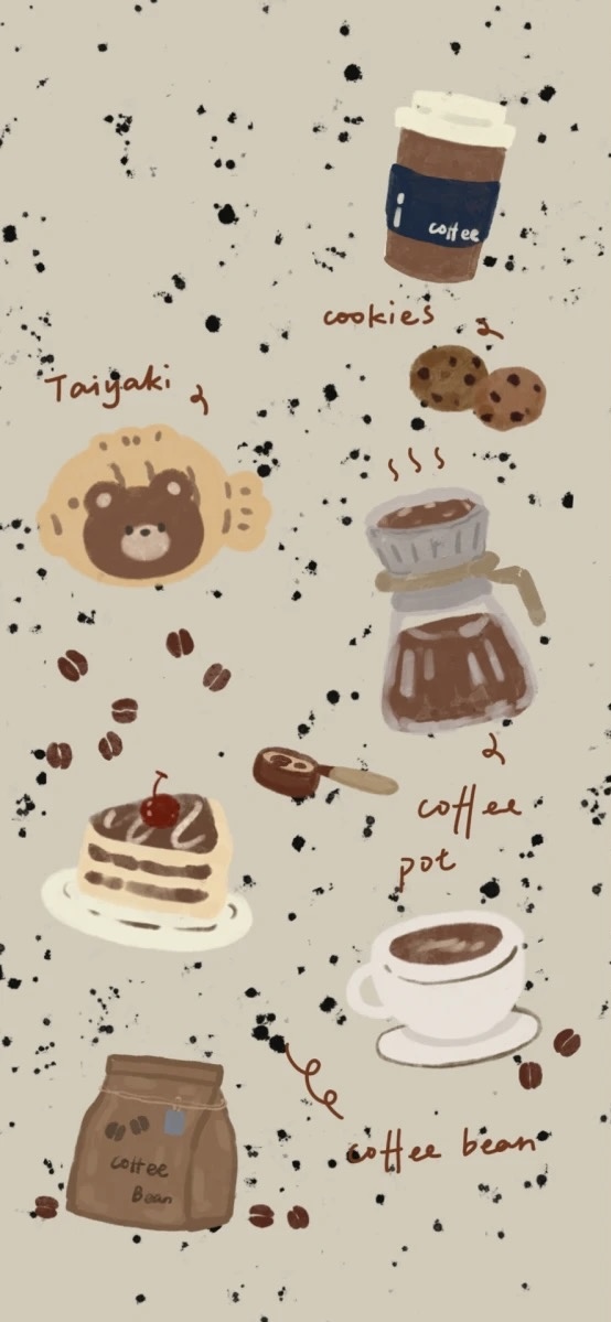 Cafe food-themed phone wallpaper