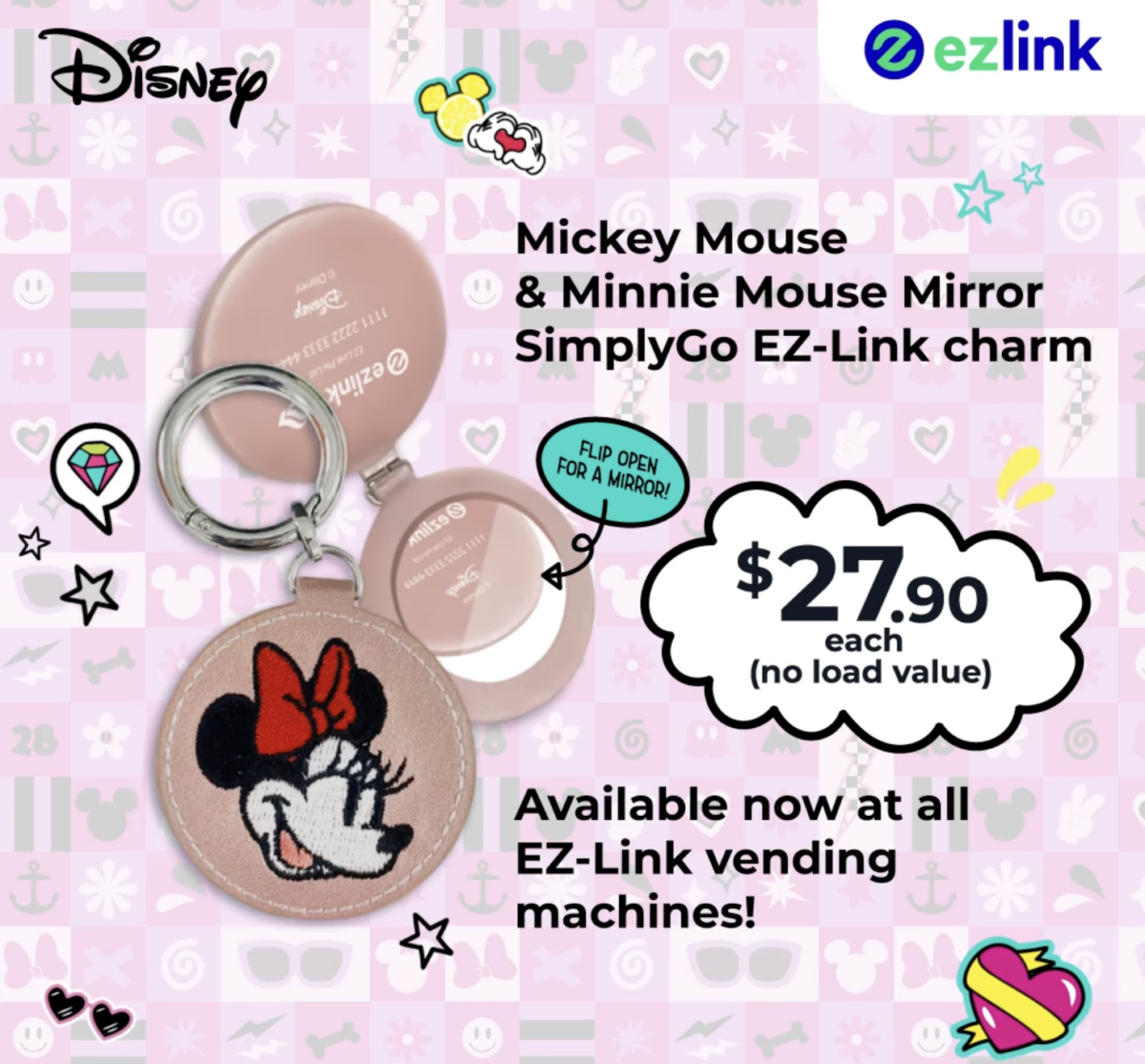 Mickey Mouse & Minnie Mouse Mirror SimplyGo EZ-Link charms