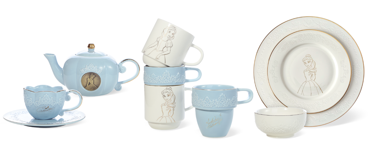 Disney Princess Tea Pot and Cup Set, Disney Princess Ceramic Stackable Cups, and Disney Princess 3-pc Dinnerware