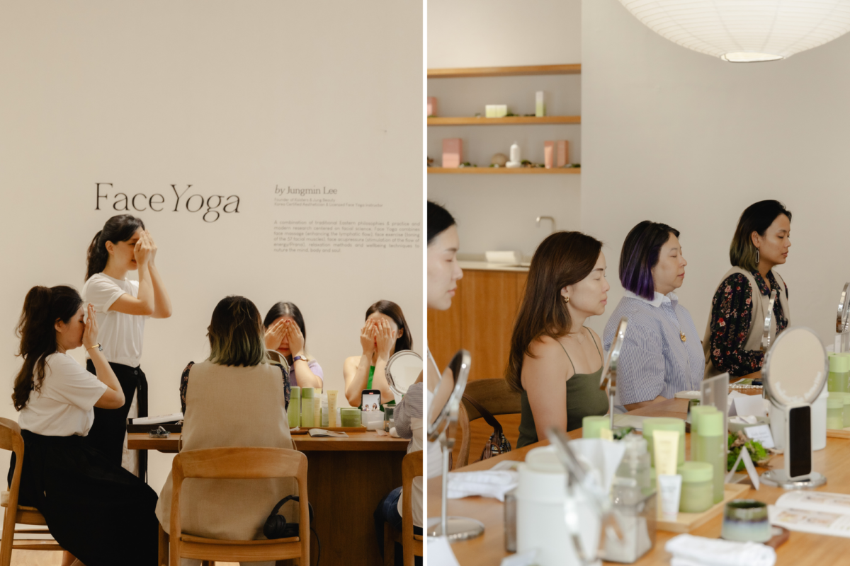 Experience a Face Yoga session led by founder Jungmin Lee at the open house