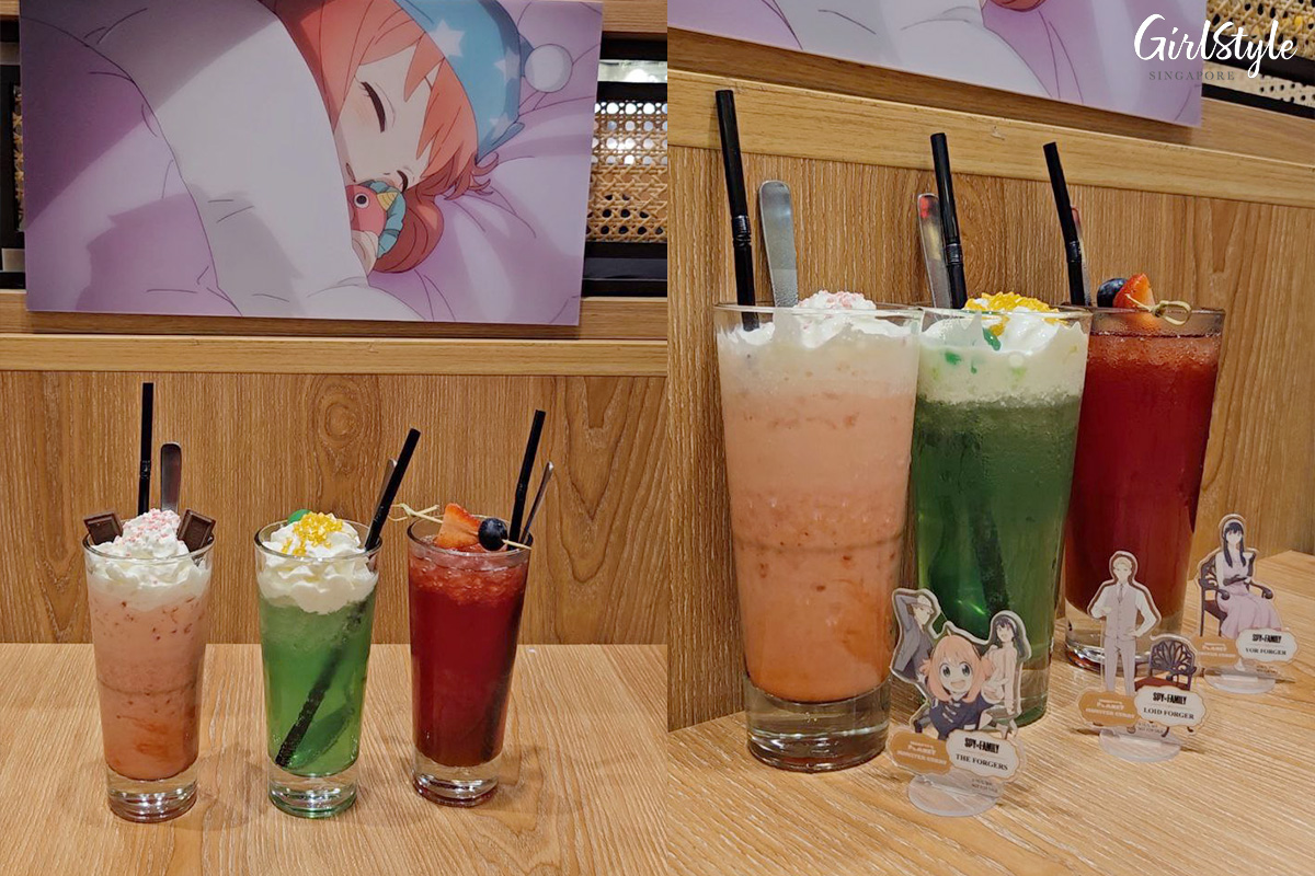 Anya's Strawberry Milk, Loid's Sparkling, and Yor's Red Queen