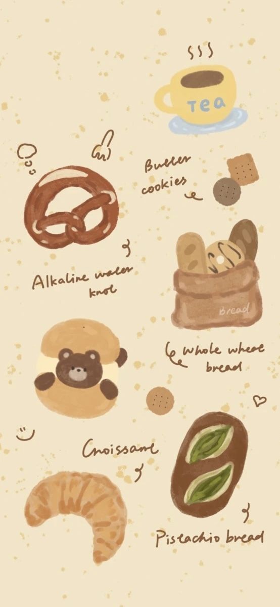 Pastries-themed phone wallpaper