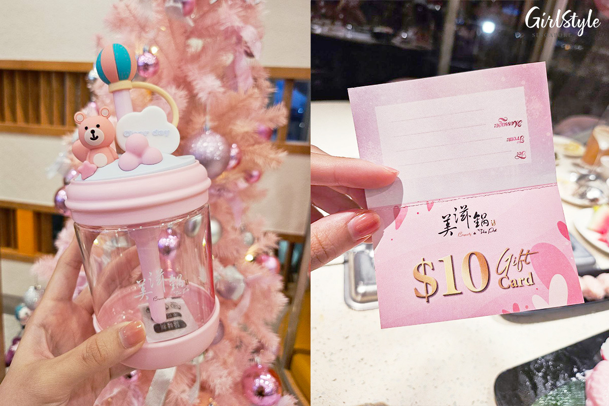 Complimentary pink bear tumbler & Gift Card