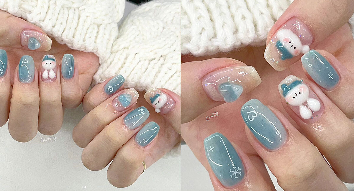 Pastel blue snow bunnies