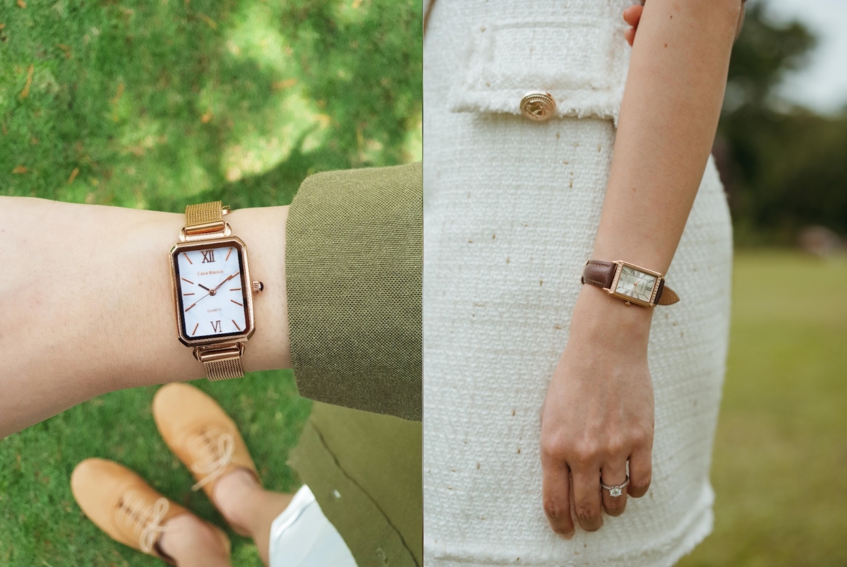 Classic White Watch | Rose Gold Mesh Strap and Victoria Rose Gold Watch