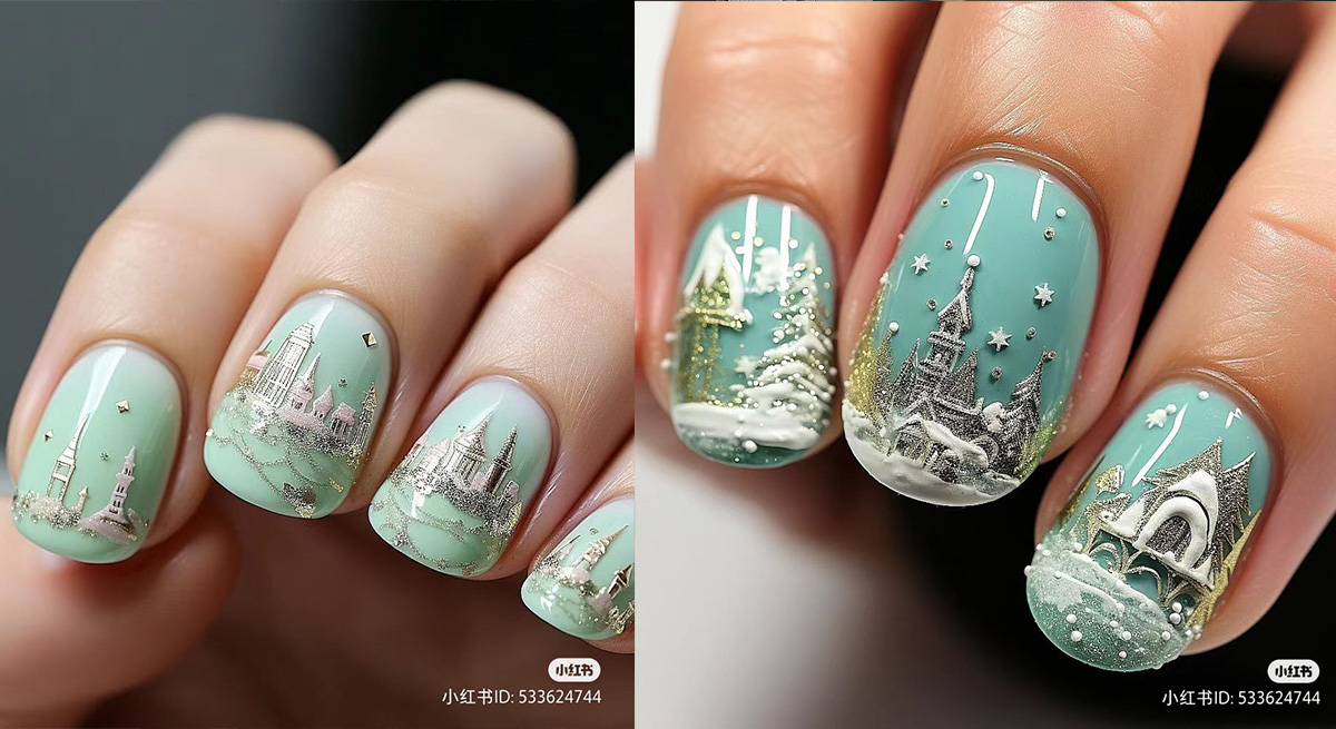 Castle against snowy forest