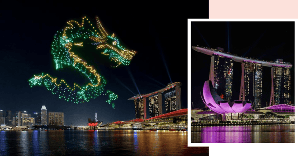 Marina Bay Is Gearing Up For A Stunning Display As 1,500 Drones Come Together To Create A Dragon-Shaped Light Show