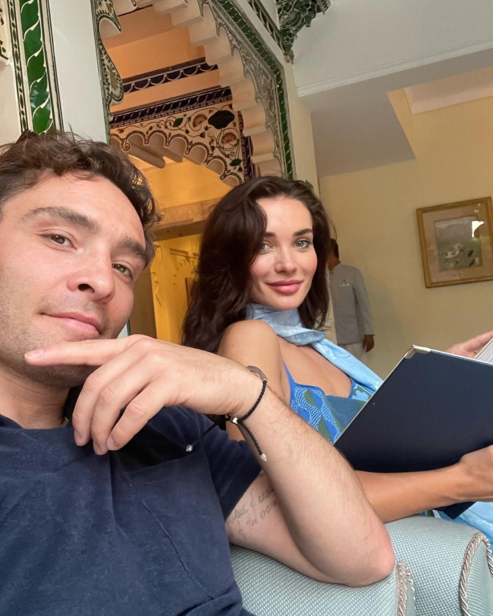Ed Westwick and Amy Jackson in July 2023