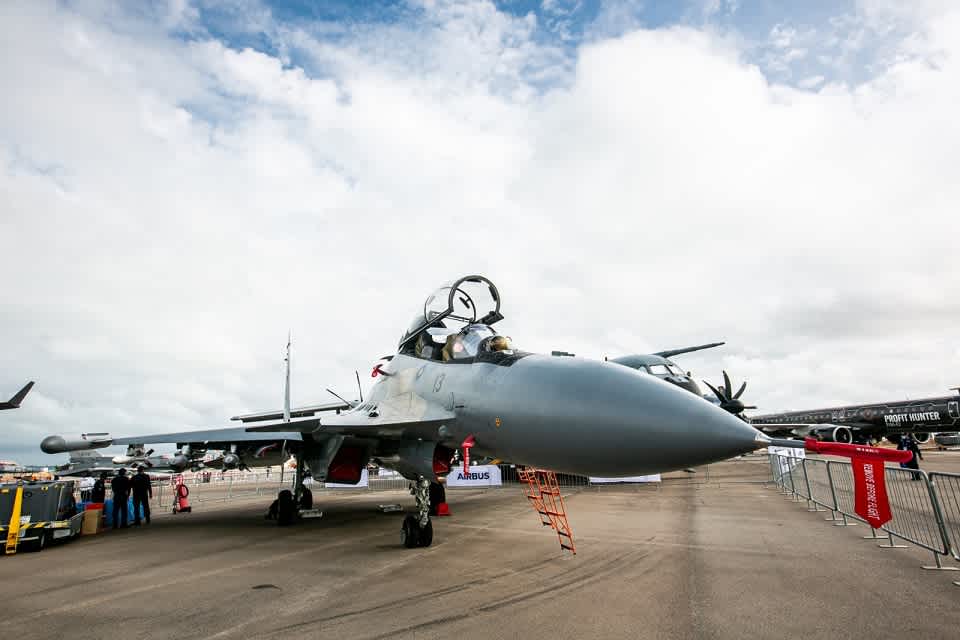 Commercial and military aircraft on display