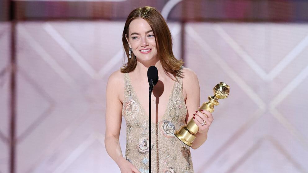 Emma Stone, winner of Best Actress in a Motion Picture — Musical or Comedy for 'Poor Things'