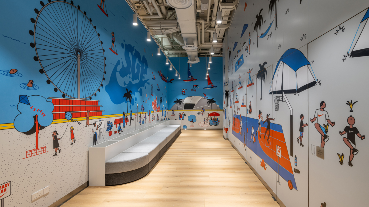 Nike Orchard Road interior design ft. works of Singapore artist, Ella Zheng