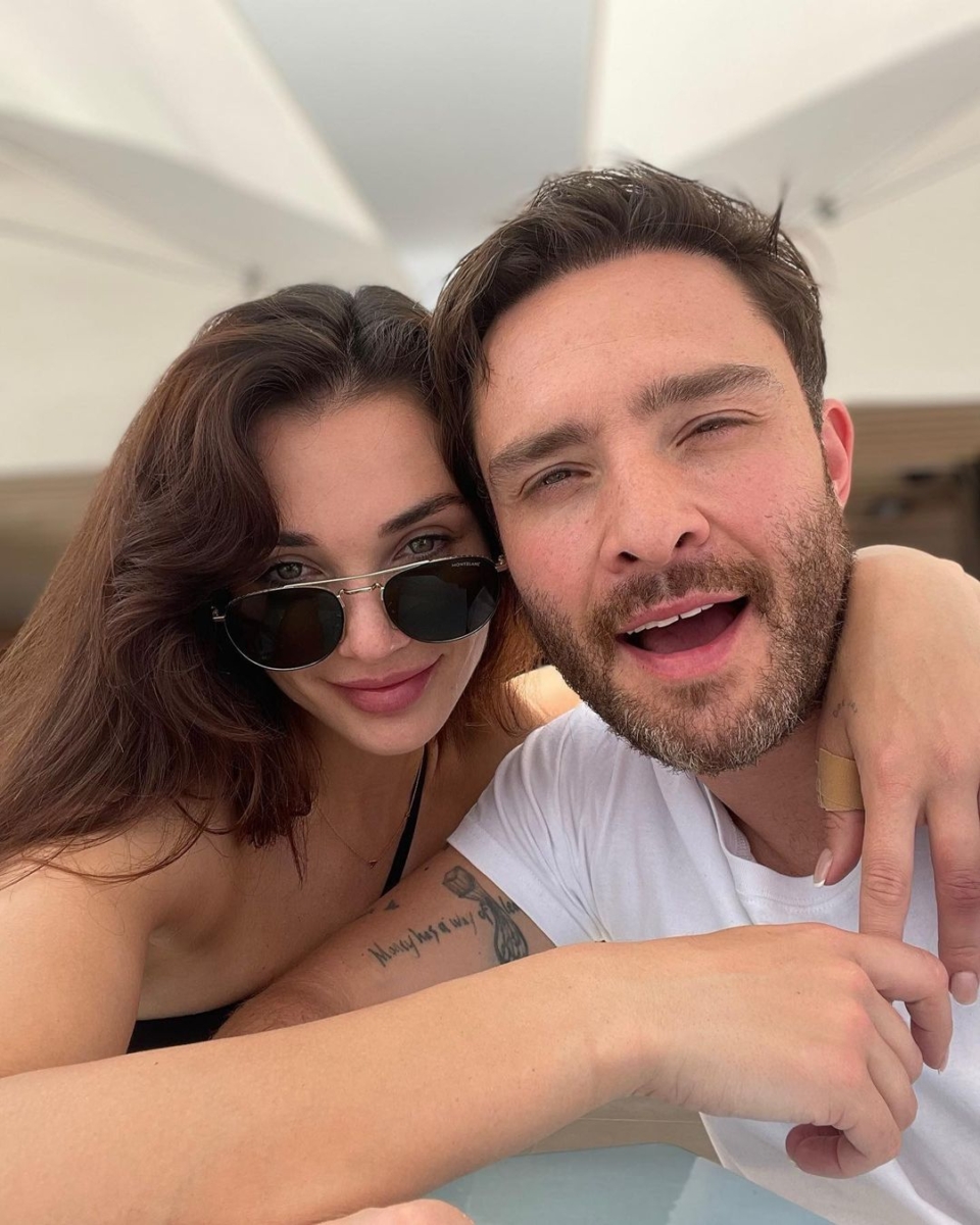 Ed Westwick and Amy Jackson in May 2023