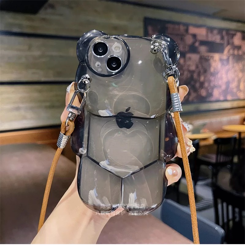 Transparent bear phone holder bag