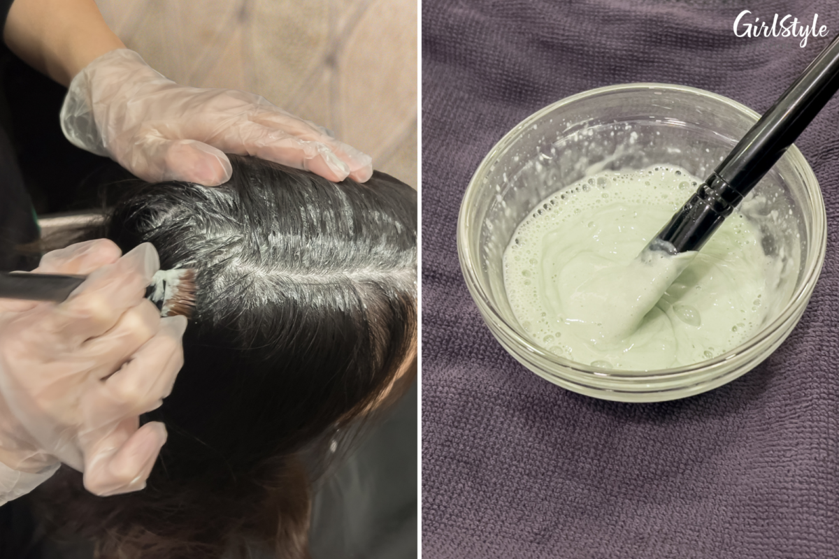 As part of the Meridian Herbal Treatment, the hair specialist applied the herbal mask to my scalp