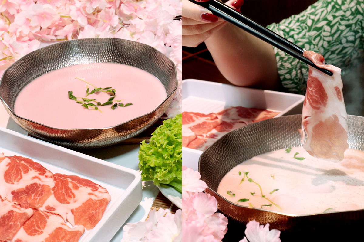 Shabu-shabu with Pink Soy Milk Soup and Iberico Pork